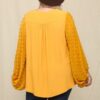 Plus Size Woven Chiffon Top with Voluminous Sheer Sleeves – Mustard