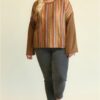 Plus Size Mixed Novelty & Solid Knit Loose Top – Hazelnut