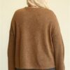 Plus Size Mixed Novelty & Solid Knit Loose Top – Hazelnut