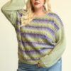 Plus Size Mixed-Knit Drop-Shoulder Top – Sage
