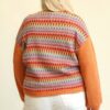 Novelty & Solid Mixed Knit Loose Top – Pumpkin (Plus Size)