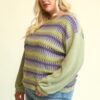Plus Size Mixed-Knit Drop-Shoulder Top – Sage