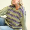 Plus Size Mixed-Knit Drop-Shoulder Top – Sage