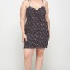 Plus Size Ditsy Floral Mesh Cami Dress – Black