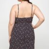 Plus Size Ditsy Floral Mesh Cami Dress – Black