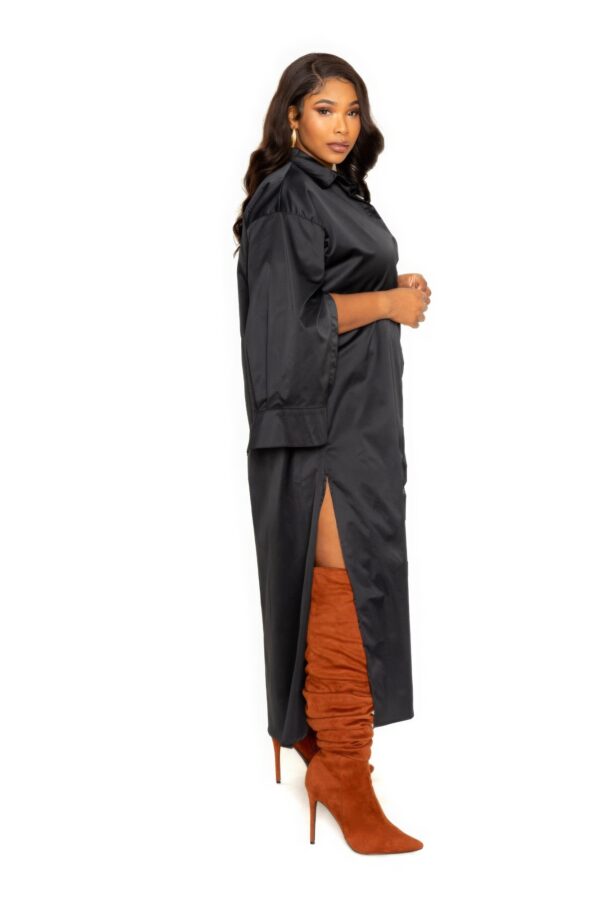 Cape Sleeve Shirt Dress – Plus Size, Black