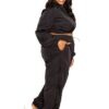 Plus Size Zip-Up Active Set with Cord Lock – Black