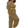 Plus Size Zip-Up Active Set with Cord Lock – Olive