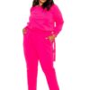 Plus Size Grommet-Detail Lounge Set – Hot Pink