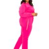 Plus Size Grommet-Detail Lounge Set – Hot Pink