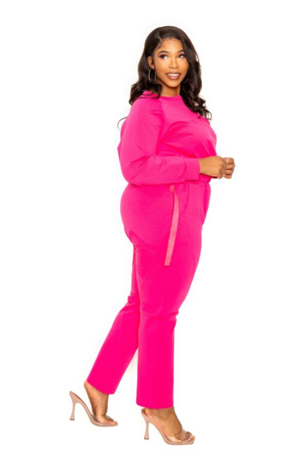 Plus Size Grommet-Detail Lounge Set – Hot Pink