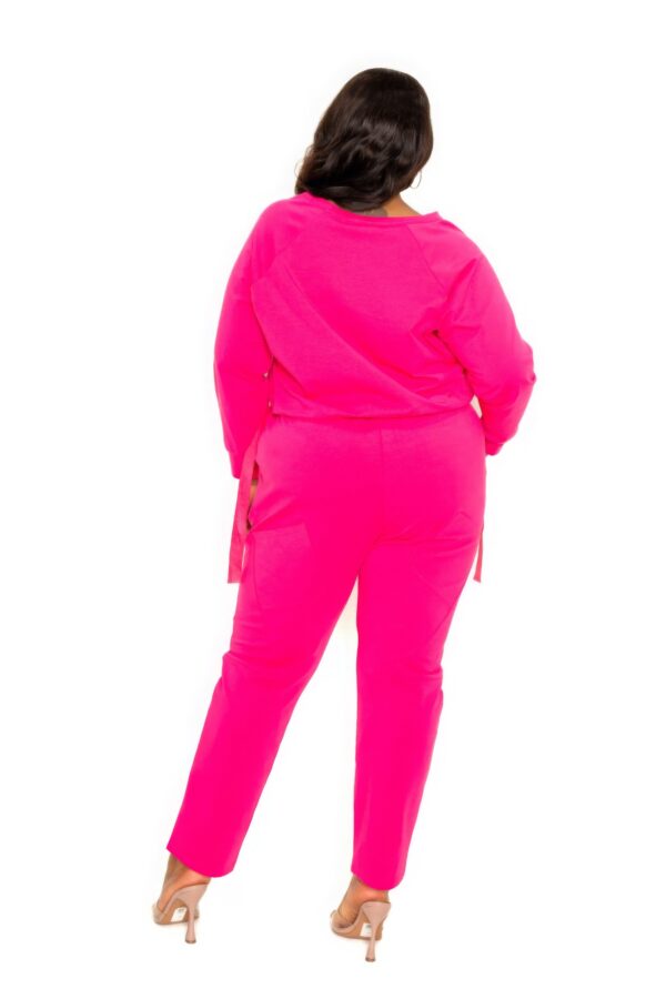 Plus Size Grommet-Detail Lounge Set – Hot Pink