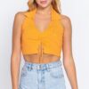 Halter Ruched Crop Sweater Knit Top – Mango Sherbet