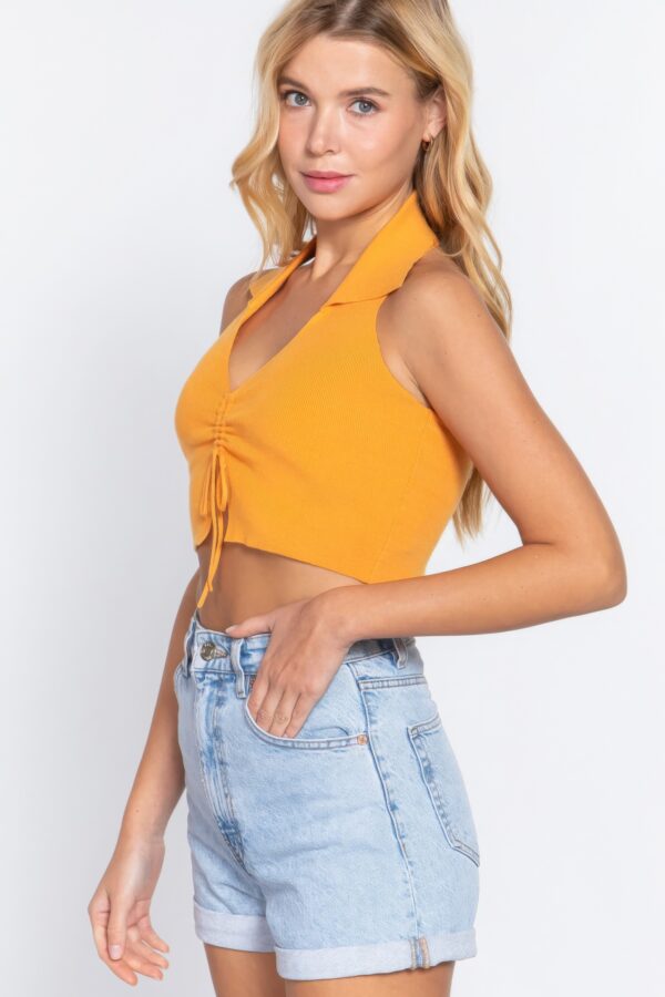 Halter Ruched Crop Sweater Knit Top – Mango Sherbet