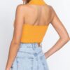 Halter Ruched Crop Sweater Knit Top – Mango Sherbet