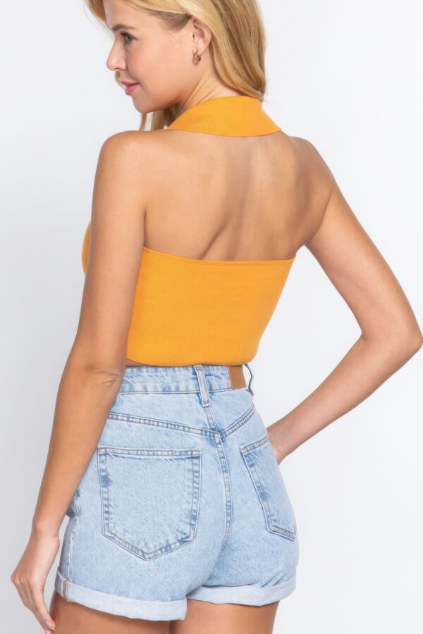Halter Ruched Crop Sweater Knit Top – Mango Sherbet
