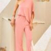 One-Shoulder Asymmetrical-Waist Jumpsuit – Mauve