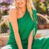 One-Shoulder Asymmetric Waist Jumpsuit – Green