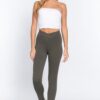 Mid-Rise Ponte Skinny Pants with Seagull Waist – New Olive