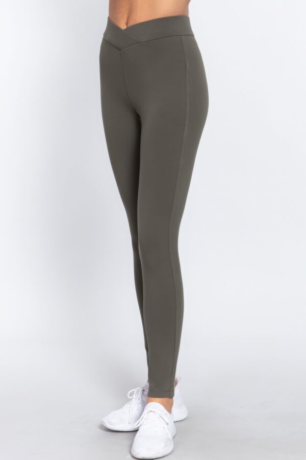 Mid-Rise Ponte Skinny Pants with Seagull Waist – New Olive