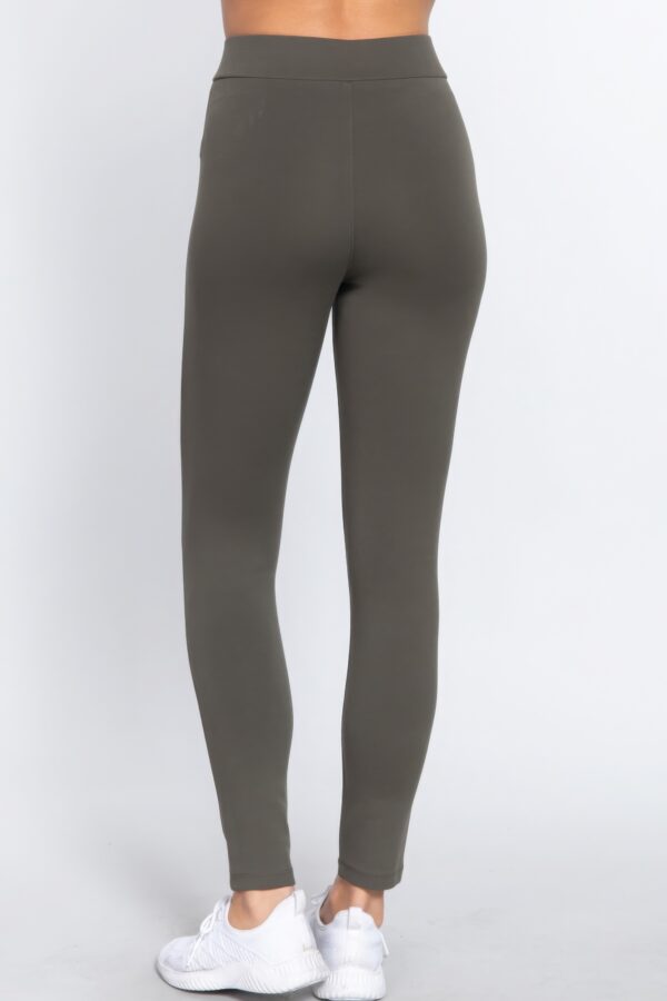 Mid-Rise Ponte Skinny Pants with Seagull Waist – New Olive