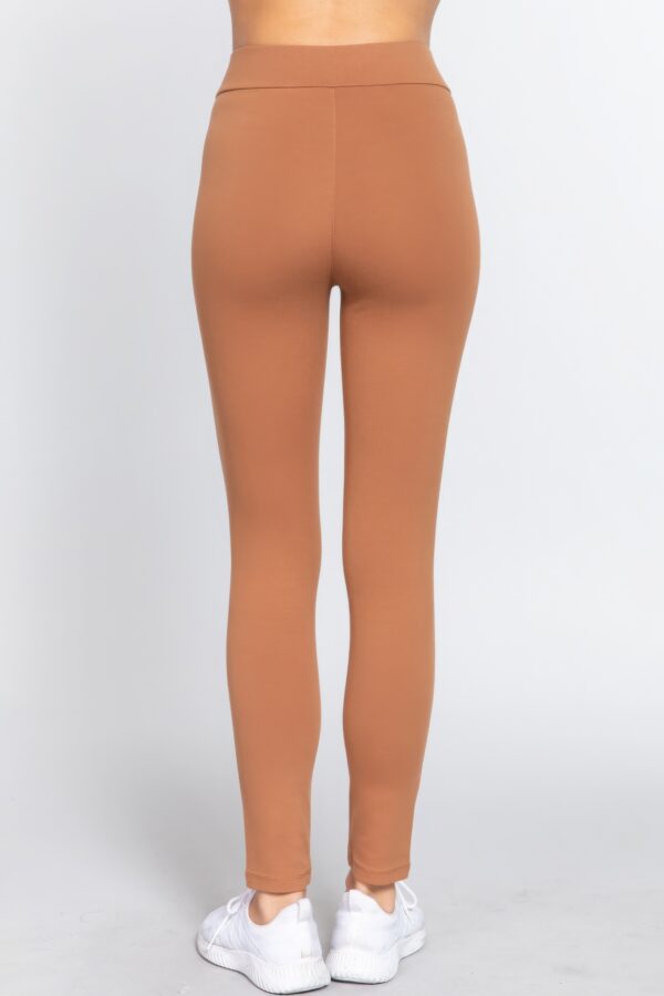 Ponte Mid-Rise Pants with Seagull Waist – Camel