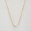 Pearl Bead Oval Link Necklace – Gold & Rhodium Finish