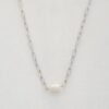 Pearl Bead Oval Link Necklace – Gold & Rhodium Finish