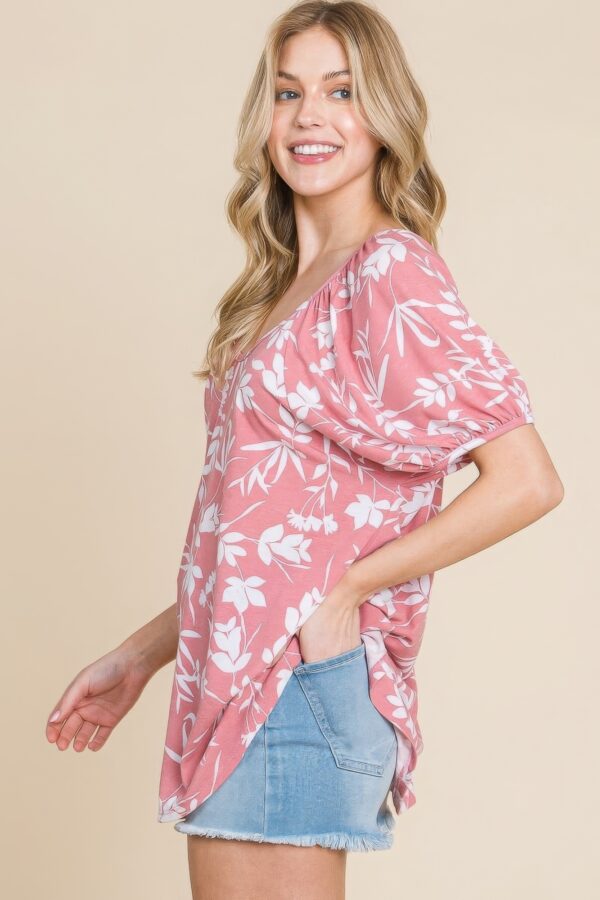 Floral Puff Sleeve Babydoll Top – Mauve