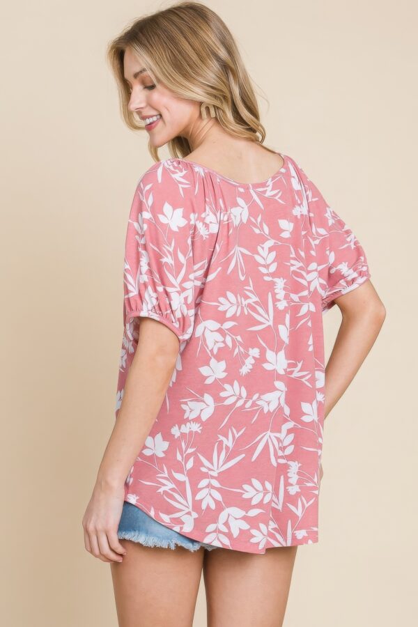 Floral Puff Sleeve Babydoll Top – Mauve