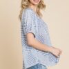Houndstooth & Check Plaid Top with Bubble Sleeves – Grey