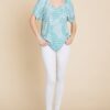 Houndstooth & Check Plaid Bubble-Sleeve Top – Sage