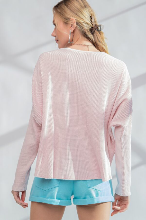 Washed Thermal Top – Mineral-Washed Dolman, Soft Pink