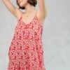 Floral Printed Cami Dress with Ruffle Hem – Red