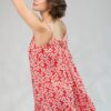 Floral Printed Cami Dress with Ruffle Hem – Red