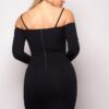 Long Sleeve Front-Strap Mini Dress – Black
