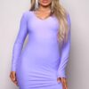 Long-Sleeve V-Neck Open-Back Maxi Dress