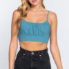Sleeveless Back Ribbon Tie Cami Crop Top – Emerald