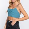 Sleeveless Back Ribbon Tie Cami Crop Top – Emerald