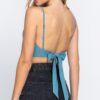 Sleeveless Back Ribbon Tie Cami Crop Top – Emerald