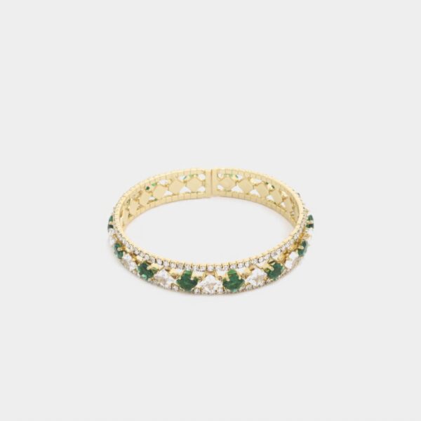 Sodajo Green Crystal Metal Bracelet