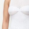 Pointelle Stitch Romper with Delicate Knit Detail – White