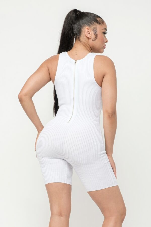 Pointelle Stitch Romper with Delicate Knit Detail – White