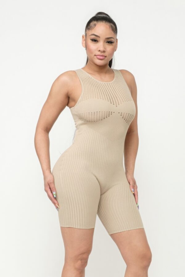 Pointelle Stitch Romper – Stone