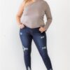 Plus Size One-Shoulder Textured Top – Mocha