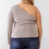 Plus Size One-Shoulder Textured Top – Mocha