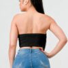 Sweetheart Lace Ruffled Drawstring Bustier Top – Black