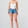 Sweetheart Ruffled Lace Drawstring Bustier Top – Off White