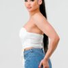 Sweetheart Ruffled Lace Drawstring Bustier Top – Off White
