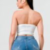 Sweetheart Ruffled Lace Drawstring Bustier Top – Off White